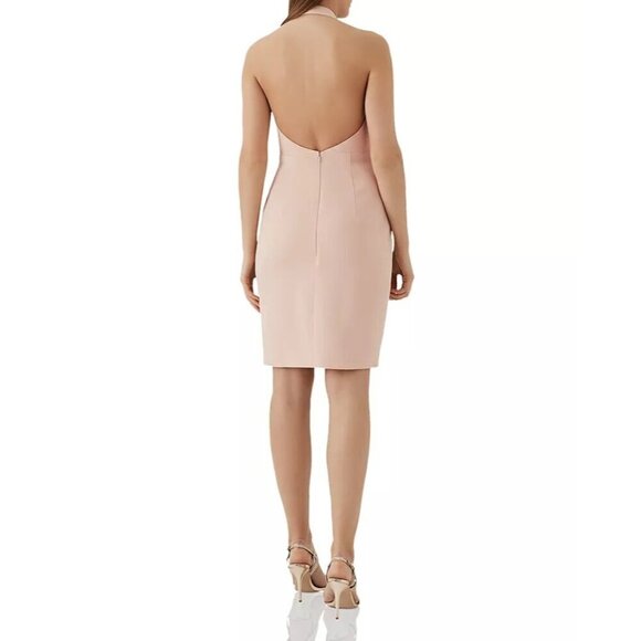 Reiss Yuma Apricot  Twist-Front Halter Mini Dress Women size 6 - Picture 2 of 9